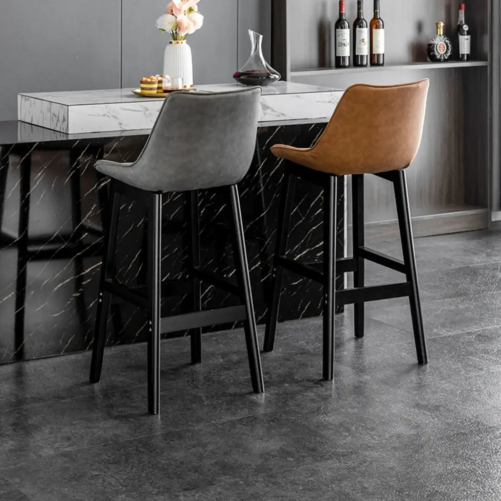 Tabourets de bar en similicuir style Mid-Century Modern avec pieds en bois