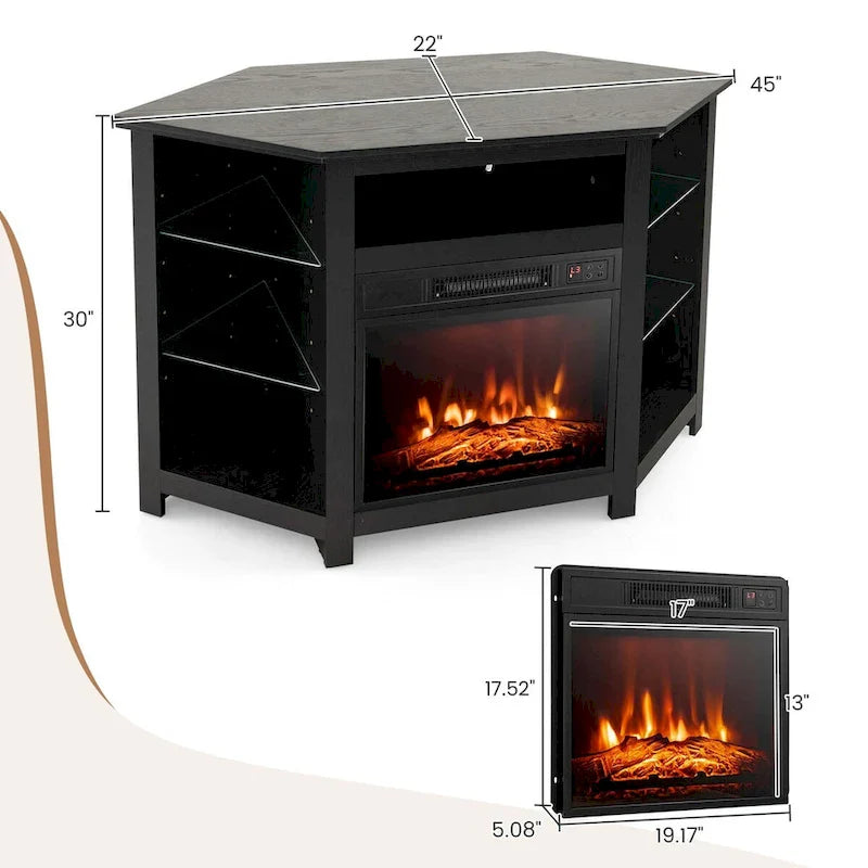 Meuble TV cheminée Costway avec lumières LED et cheminée électrique 18 pouces pour - Voir détails
