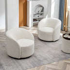 KINWELL Fauteuil d'appoint pivotant rembourré en forme de tonneau, de 86 cm de large (Lot de 2)