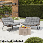 Fauteuil Double Papasan avec Coussin, en Rotin PE Résistant aux Intempéries et Cadre en Métal pour Intérieur et Extérieur