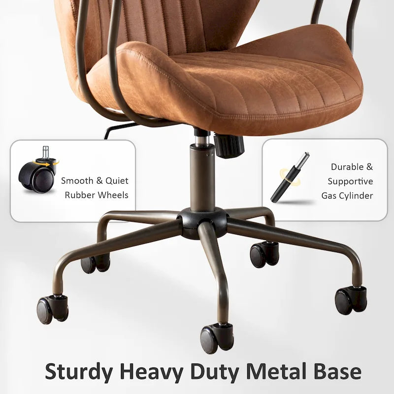 Chaise de Bureau Ergonomique en Tissu Suédé OVIOS avec Support Lombaire