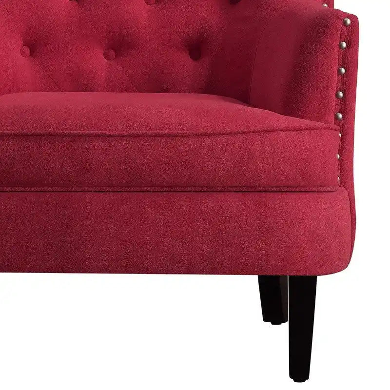 Fauteuil d'appoint capitonné à oreilles large de 76 cm en velours/lin Mignon de Moser Bay