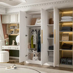 Armoire Penderie en Bois avec 6 Cubes de Rangement et Tringle Suspendue