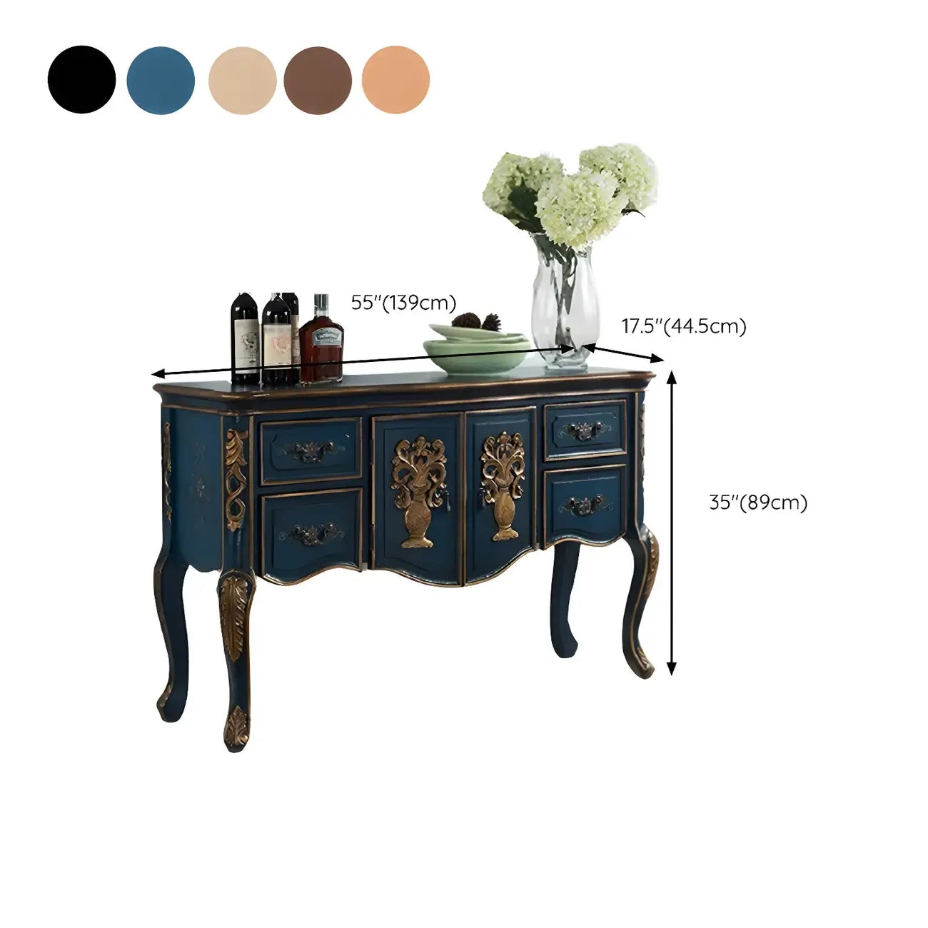 Console de rangement en bois "café français" avec tiroirs