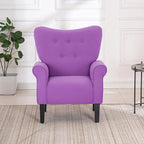 Fauteuil d'appoint moderne Erommy, fauteuil à dossier haut, canapé individuel en tissu capitonné avec pieds en bois pour salon