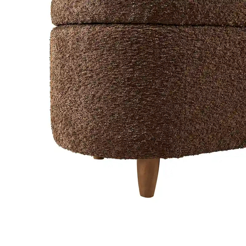 Banc de rangement rabattable en tissu bouclé taupe INK+IVY Bailey