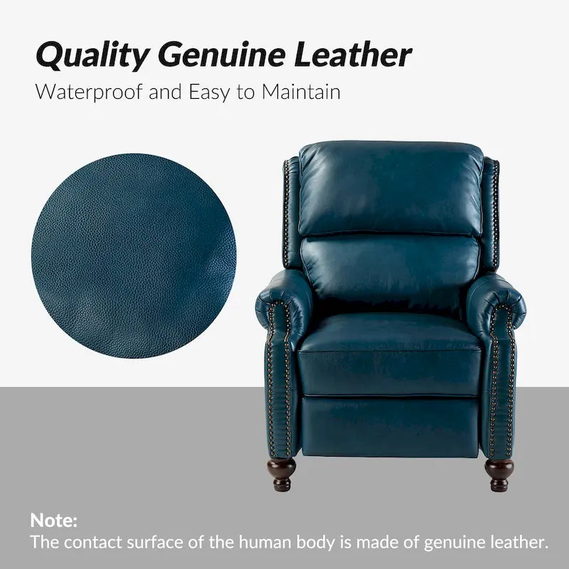 Fauteuil inclinable en cuir véritable style Mid-Century Gabriela avec garniture cloutée (lot de 2) par HULALA HOME