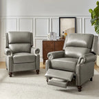 Fauteuil inclinable en cuir véritable style Mid-Century Gabriela avec garniture cloutée (lot de 2) par HULALA HOME