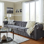 Canapé Chesterfield extra long Knightsbridge gris par iNSPIRE Q Artisan
