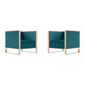 Manhattan Comfort Trillium - Fauteuil d'appoint en Velours avec Cadre Doré (Lot de 2)