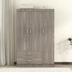 Armoire 3 portes 2 tiroirs, effet grain de bois