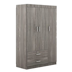 Armoire 3 portes 2 tiroirs, effet grain de bois