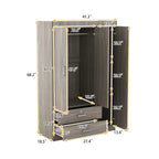 Armoire 3 portes 2 tiroirs, effet grain de bois
