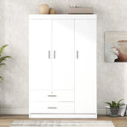 Armoire 3 portes 2 tiroirs, effet grain de bois