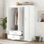 Armoire 3 portes 2 tiroirs, effet grain de bois