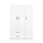 Armoire 3 portes 2 tiroirs, effet grain de bois