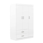 Armoire 3 portes 2 tiroirs, effet grain de bois