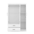 Armoire 3 portes 2 tiroirs, effet grain de bois