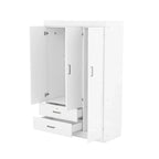 Armoire 3 portes 2 tiroirs, effet grain de bois