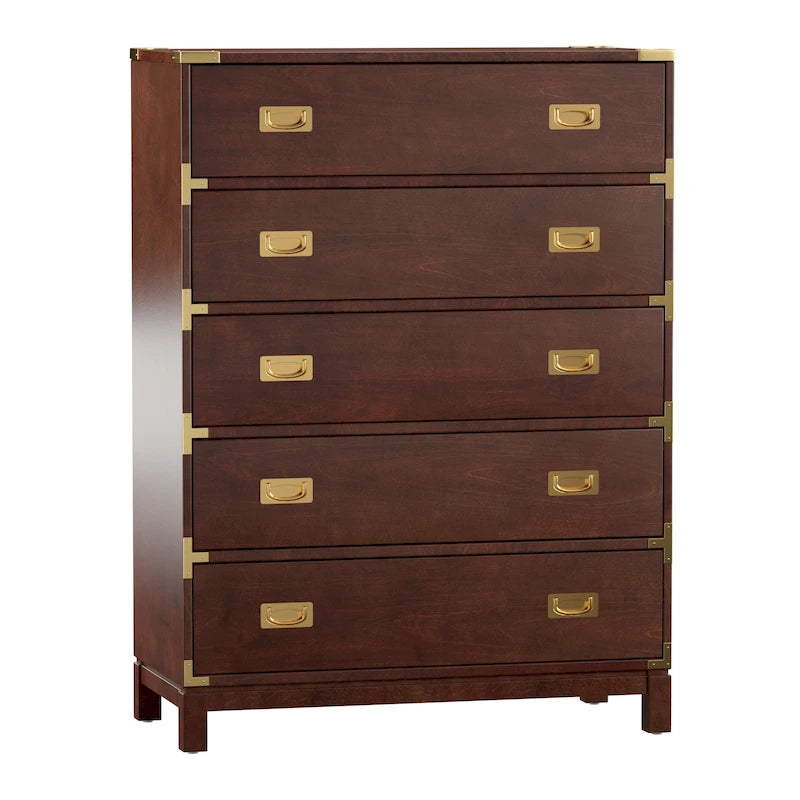 Commode 5 tiroirs avec accents dorés