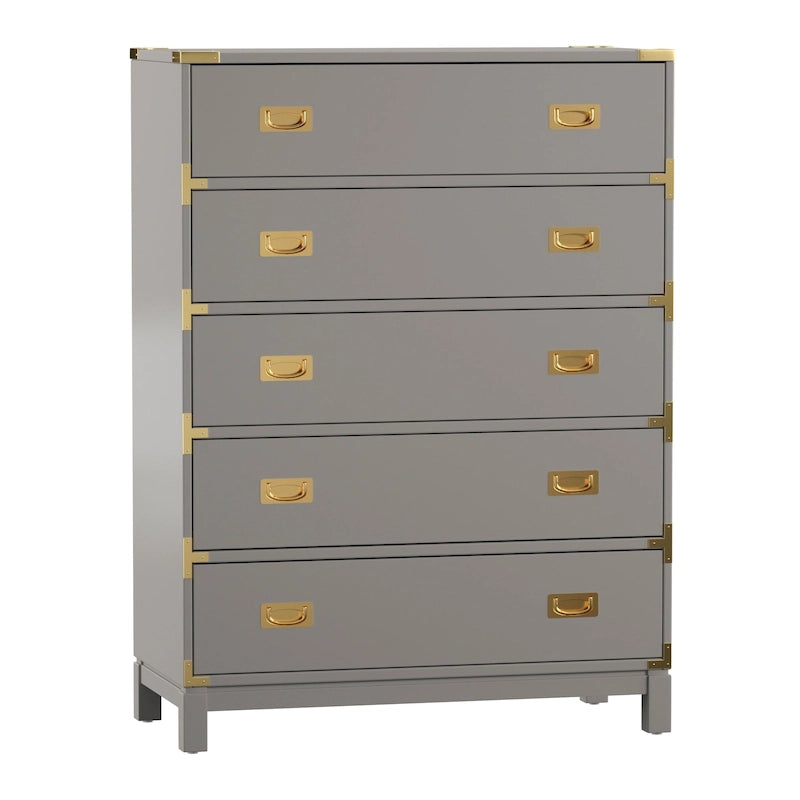 Commode 5 tiroirs avec accents dorés