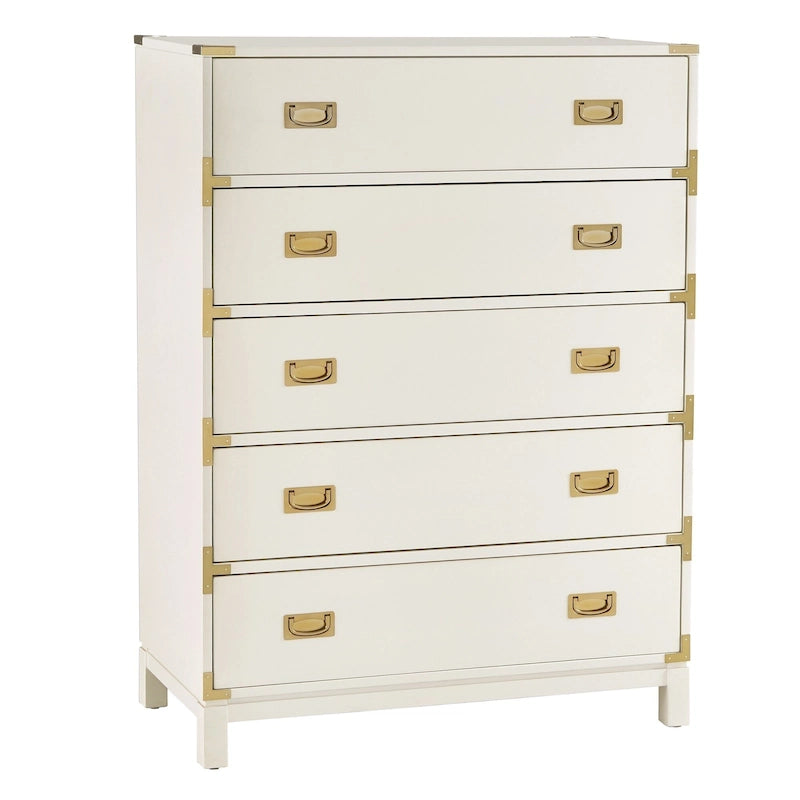 Commode 5 tiroirs avec accents dorés