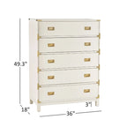 Commode 5 tiroirs avec accents dorés