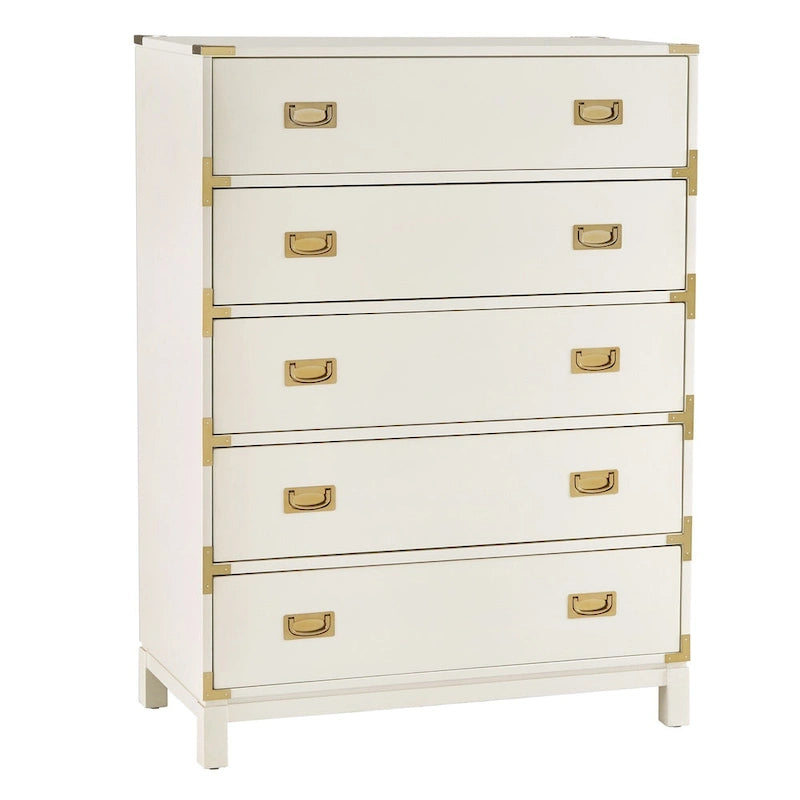 Commode 5 tiroirs avec accents dorés