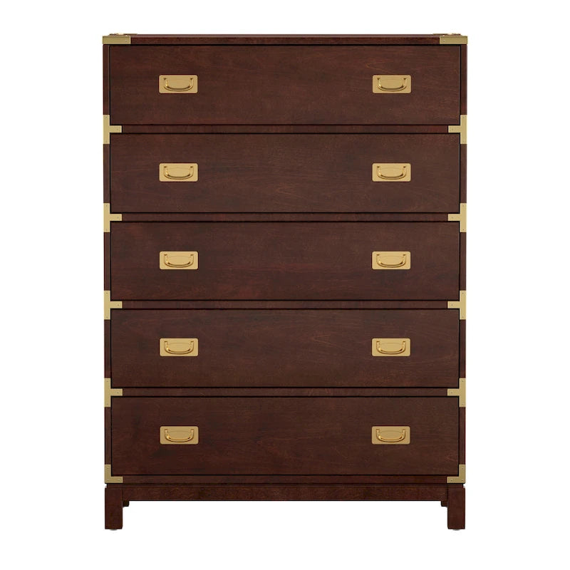 Commode 5 tiroirs avec accents dorés
