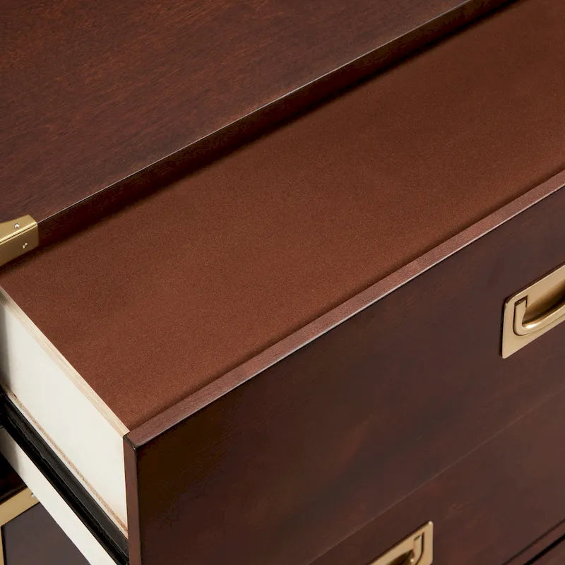 Commode 5 tiroirs avec accents dorés