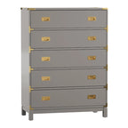 Commode 5 tiroirs avec accents dorés