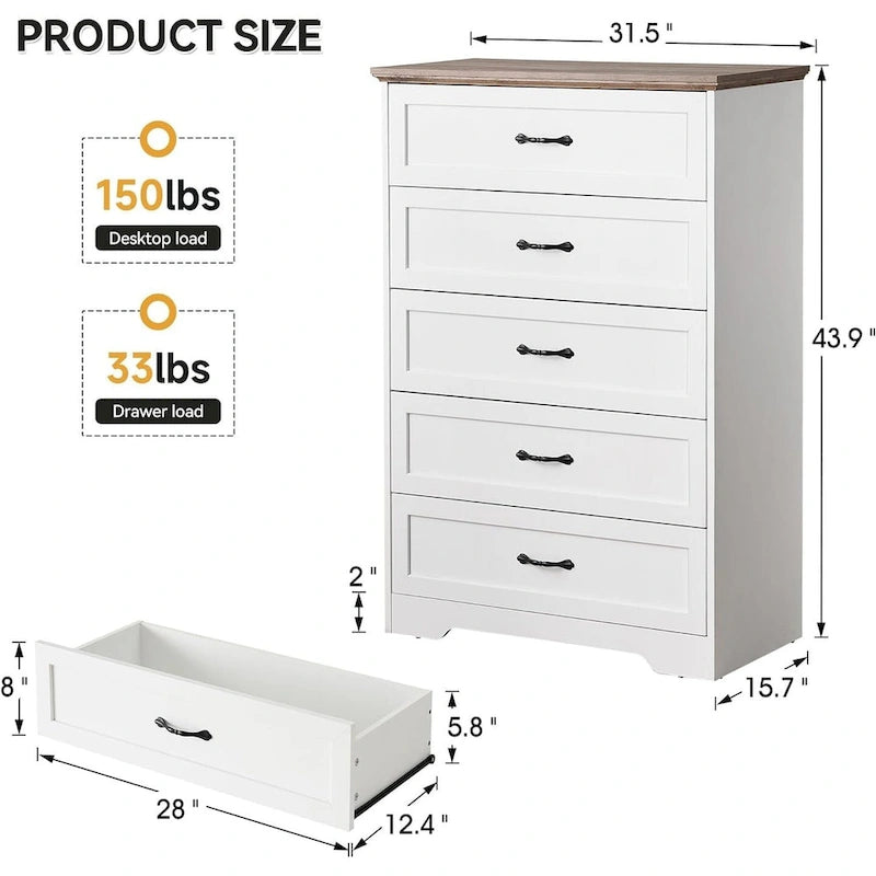 Commode de chambre moderne à 6 tiroirs, organisateur de rangement tour de placard