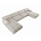 Canapé modulaire sectionnel en velours en U moderne, 6 places, méridienne extra large pour salon