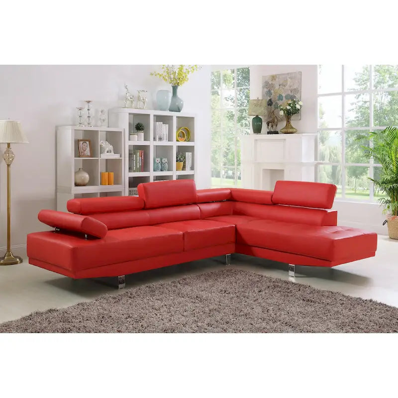 GTU Furniture – Canapé d'angle en similicuir avec méridienne à droite pour salon