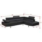 GTU Furniture – Canapé d'angle en similicuir avec méridienne à droite pour salon