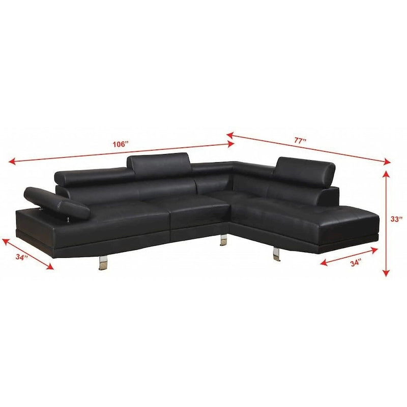GTU Furniture – Canapé d'angle en similicuir avec méridienne à droite pour salon