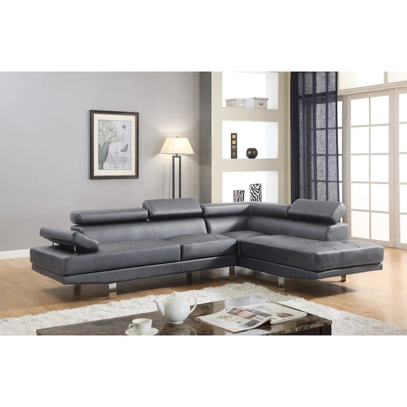 GTU Furniture – Canapé d'angle en similicuir avec méridienne à droite pour salon