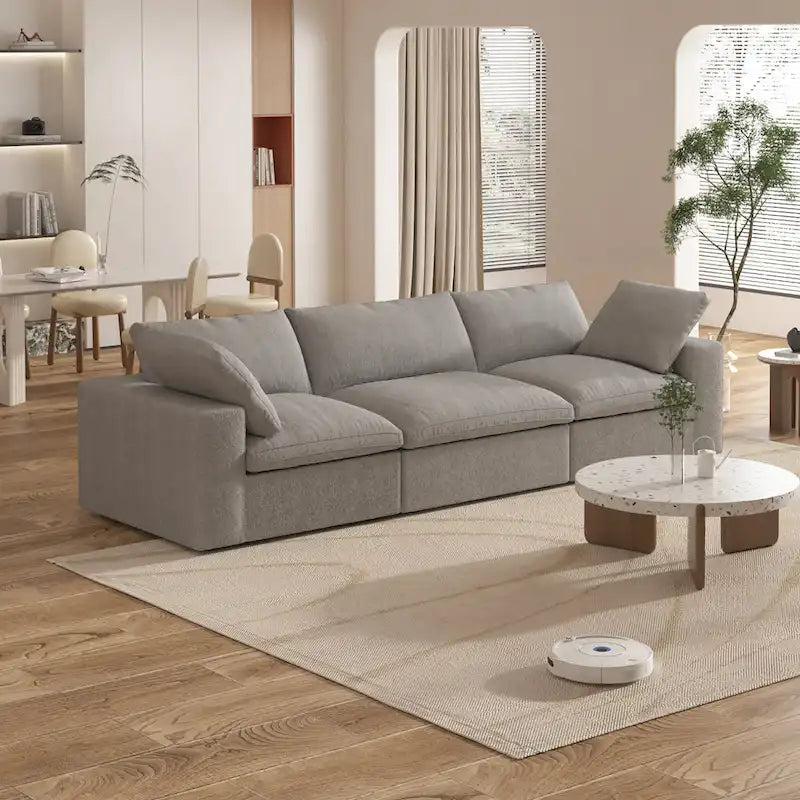 Canapé d'angle 3 places contemporain de 305 cm avec coussins garnis de duvet souple