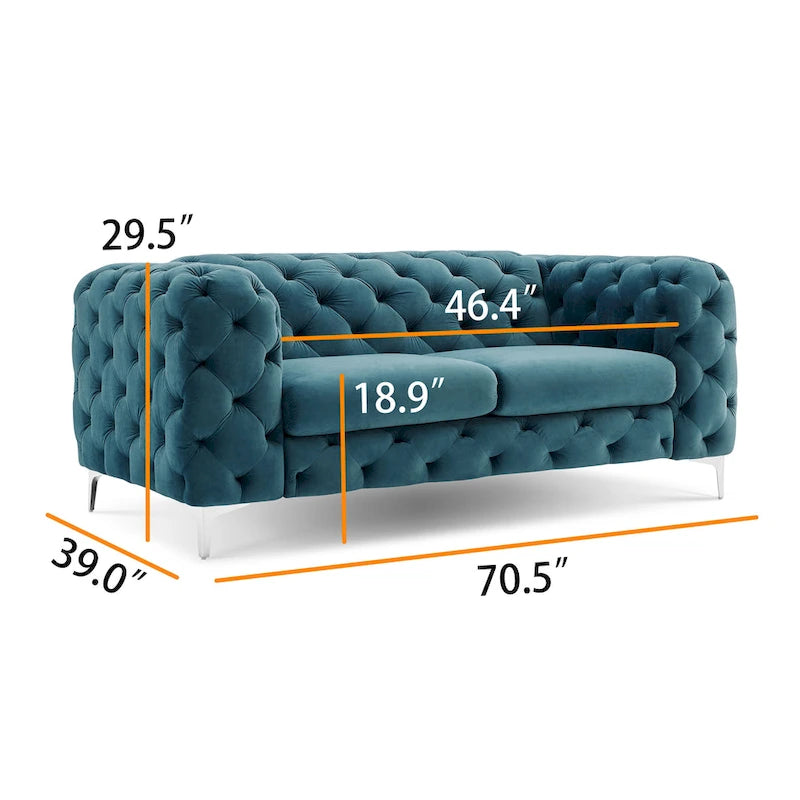 Corvus Aosta Causeuse capitonnée en velours Chesterfield