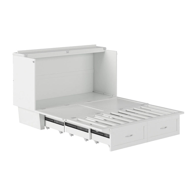 Coffre-lit escamotable Queen avec matelas et chargeur intégré