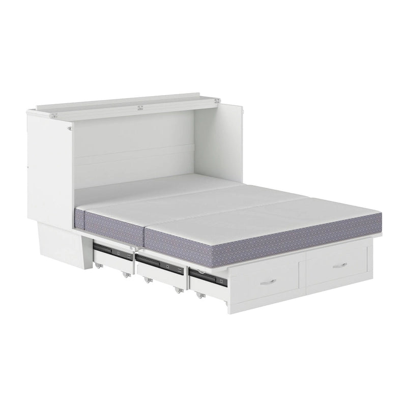 Coffre-lit escamotable Queen avec matelas et chargeur intégré