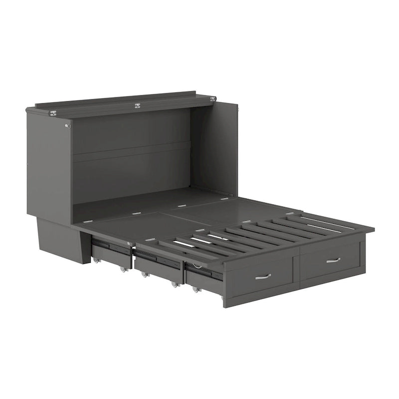 Coffre-lit escamotable Queen avec matelas et chargeur intégré