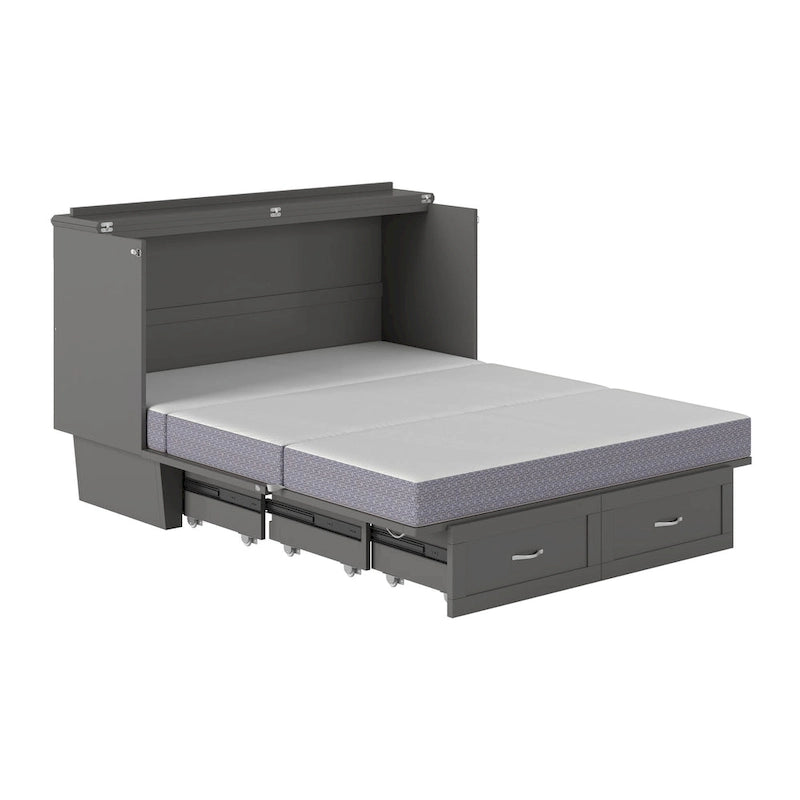 Coffre-lit escamotable Queen avec matelas et chargeur intégré