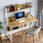 Bureau informatique de 47 pouces avec étagère supérieure et bibliothèque