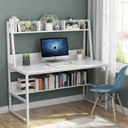 Bureau informatique de 47 pouces avec étagère supérieure et bibliothèque