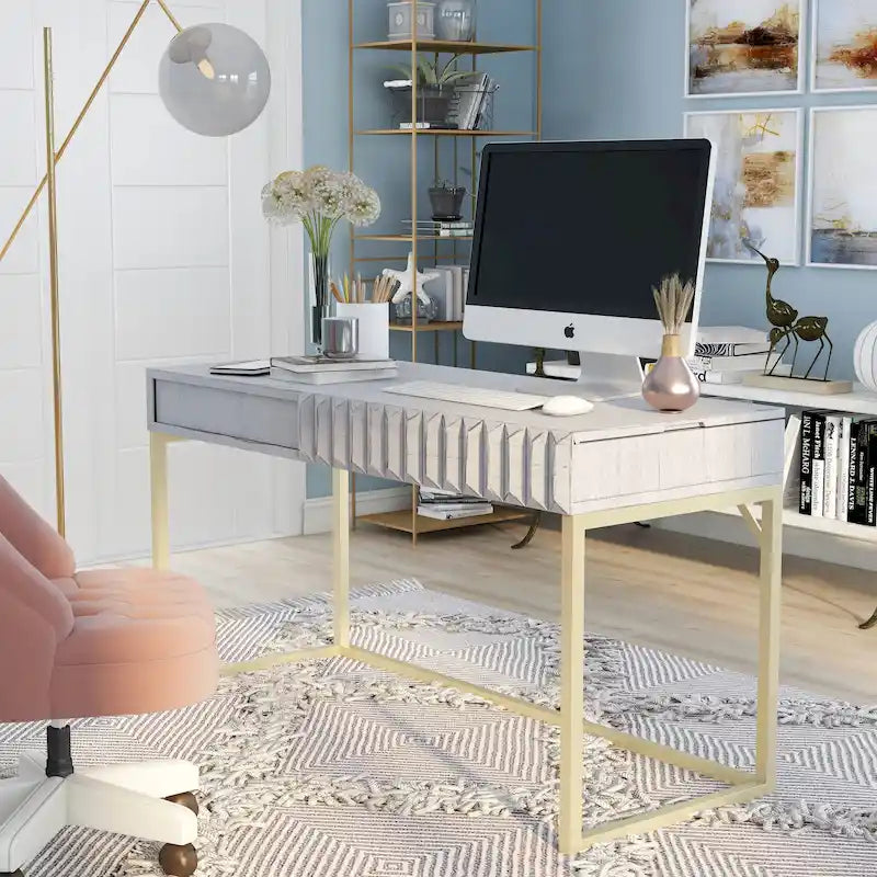 Bureau assis-debout relevable en métal de 57 pouces par Furniture