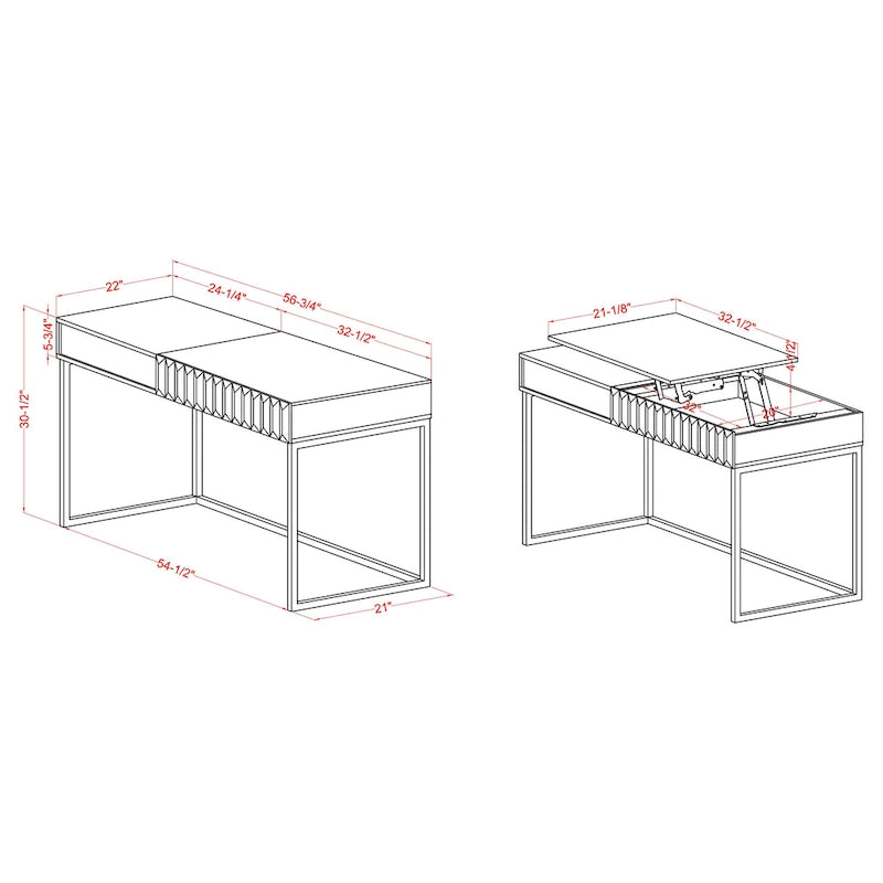 Bureau assis-debout relevable en métal de 57 pouces par Furniture