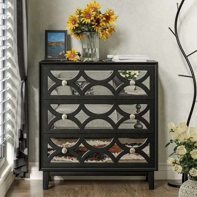 Table de chevet contemporaine avec façade miroir