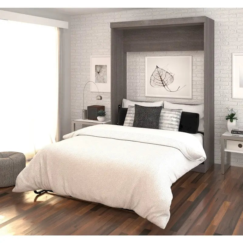 Lit escamotable Bestar Nebula Full avec rangement, lit mural pour chambre d'amis