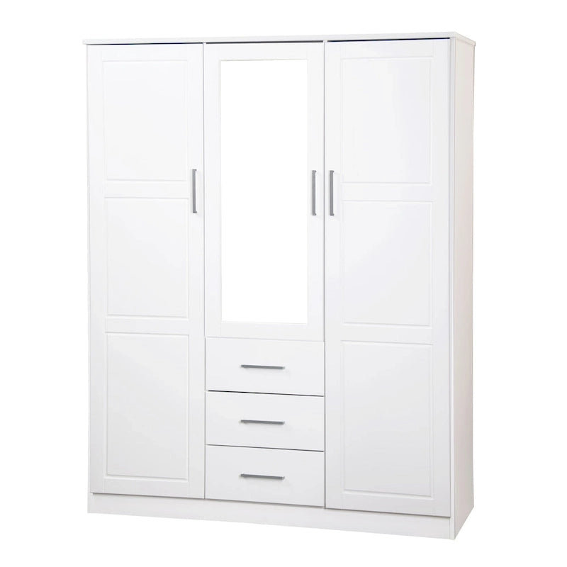 Palace Imports Armoire Cosmo 3 portes 100 % bois massif avec portes en bois massif ou portes miroir